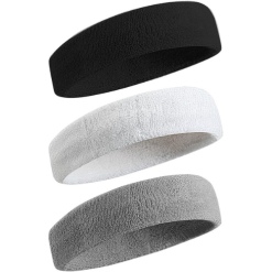 Athletic Sport Sweatband Headband Soft Stretchy Terry Cloth Moisture Wicking Pack